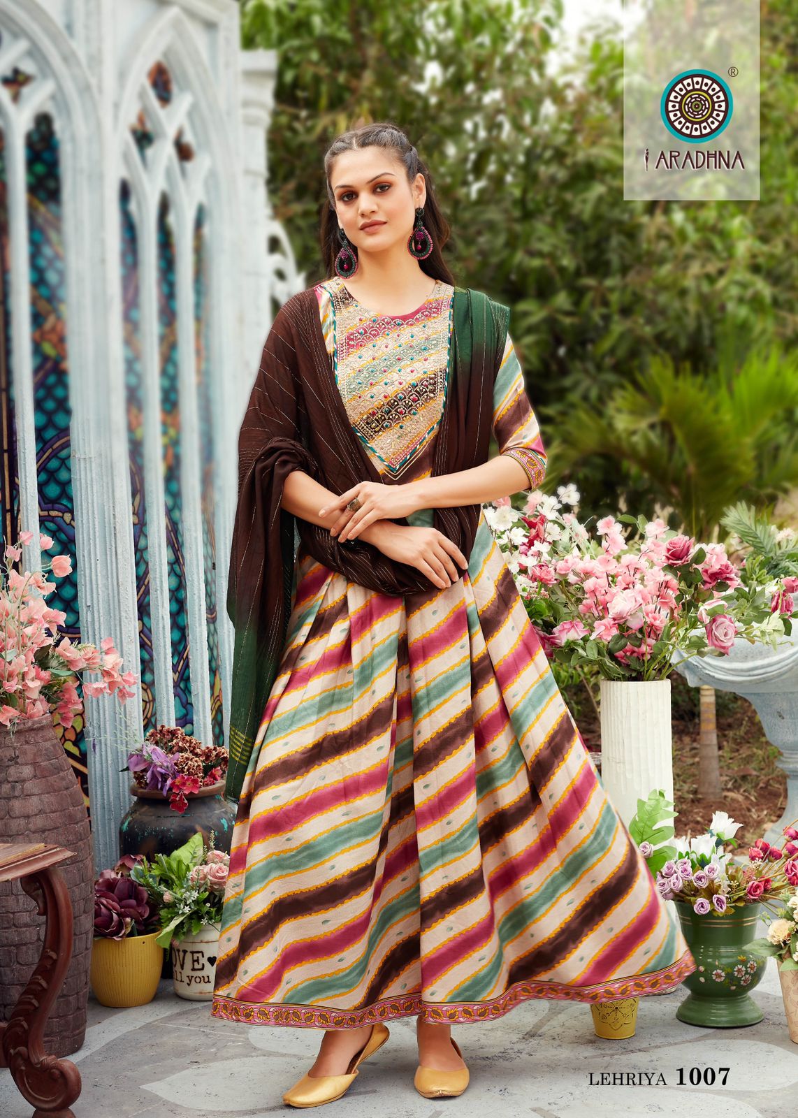 Aradhna Lehriya 1 New Designer Ethnic Wear Rayon Anarkali Kurti With Dupatta Collection